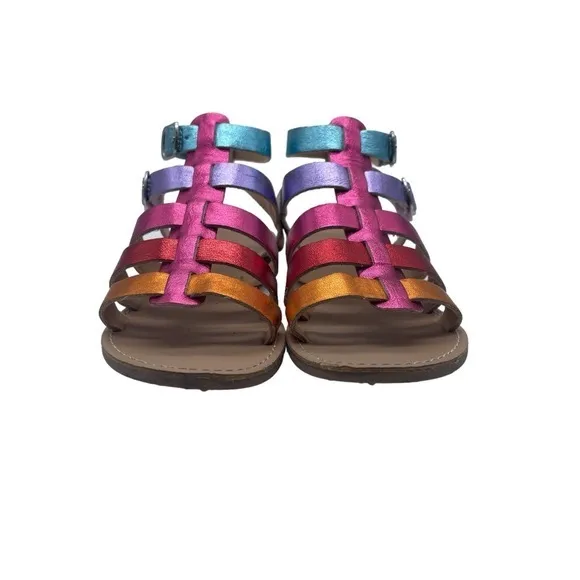 Kelly &amp; Katie Chloe Gladiator Rainbow Metallic Sandals Little Girl Size 13