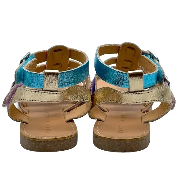 Kelly &amp; Katie Chloe Gladiator Rainbow Metallic Sandals Little Girl Size 13