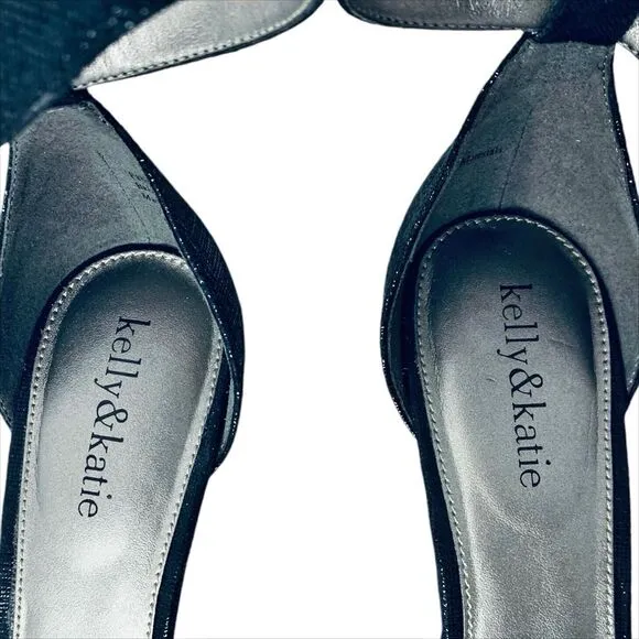 Kelly &amp; Katie KK Chris Black Snake High Heeled Sandals Dress Shoes Size 9 w/ Box