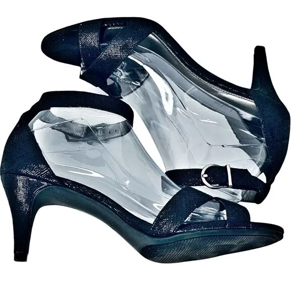Kelly &amp; Katie KK Chris Black Snake High Heeled Sandals Dress Shoes Size 9 w/ Box