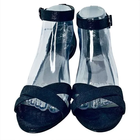 Kelly &amp; Katie KK Chris Black Snake High Heeled Sandals Dress Shoes Size 9 w/ Box