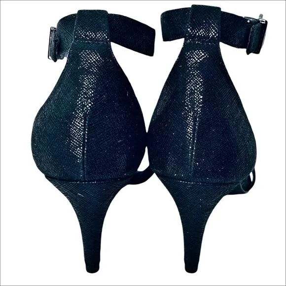 Kelly &amp; Katie KK Chris Black Snake High Heeled Sandals Dress Shoes Size 9 w/ Box