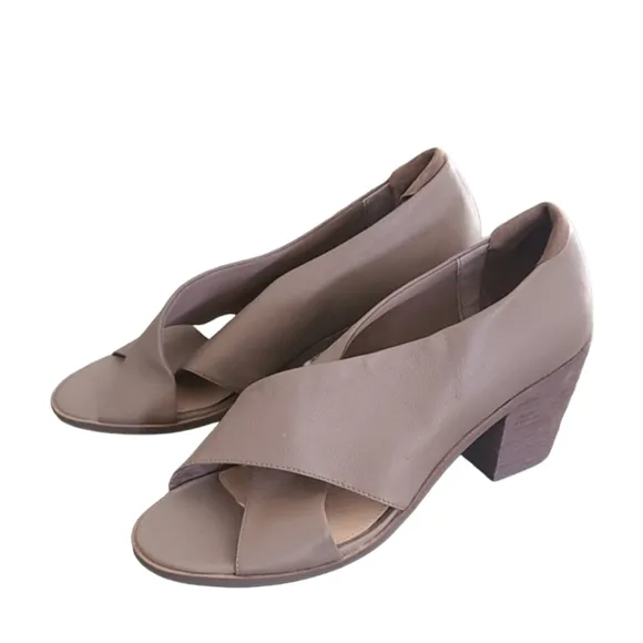 KELSI DAGGER ANTHRO Kacey Portobello Sandals 11 Criss Cross Leather Heels
