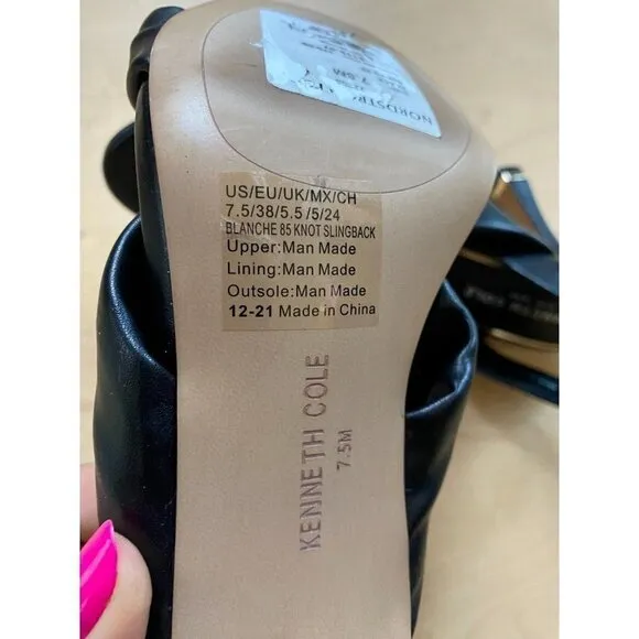 KENNETH Cole New York &quot;Blanche&quot; knot slingback heels Women NEW black sandals