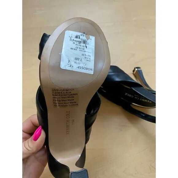 KENNETH Cole New York &quot;Blanche&quot; knot slingback heels Women NEW black sandals