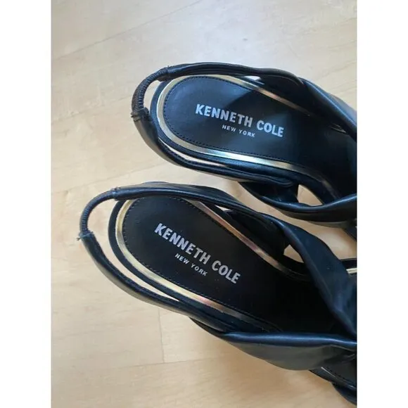 KENNETH Cole New York &quot;Blanche&quot; knot slingback heels Women NEW black sandals