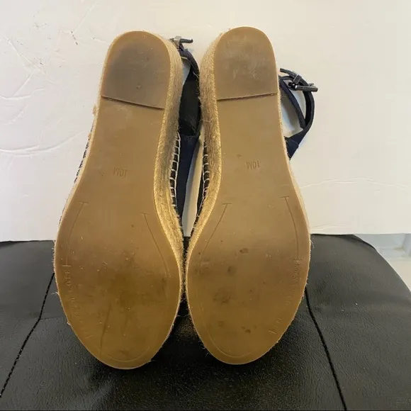 Kenneth Cole Olivia wedge espadrille sandals size 10 leather upper