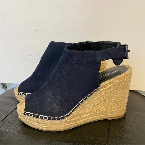 Kenneth Cole Olivia wedge espadrille sandals size 10 leather upper