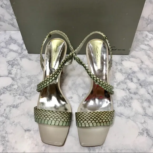 Kenneth Cole Pistachio Square Snake Skin Sandals