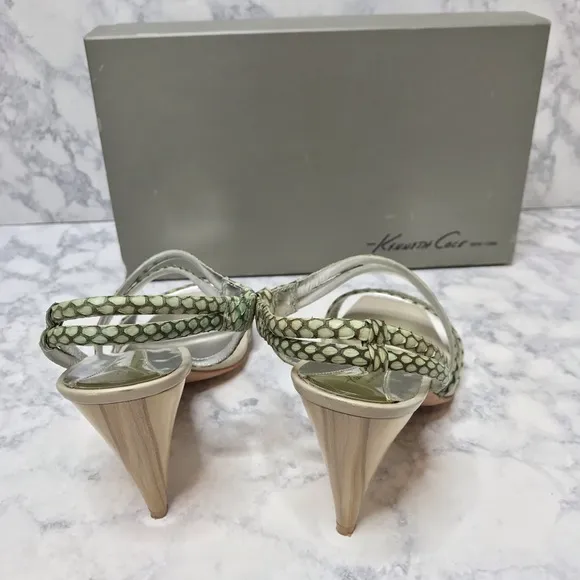 Kenneth Cole Pistachio Square Snake Skin Sandals