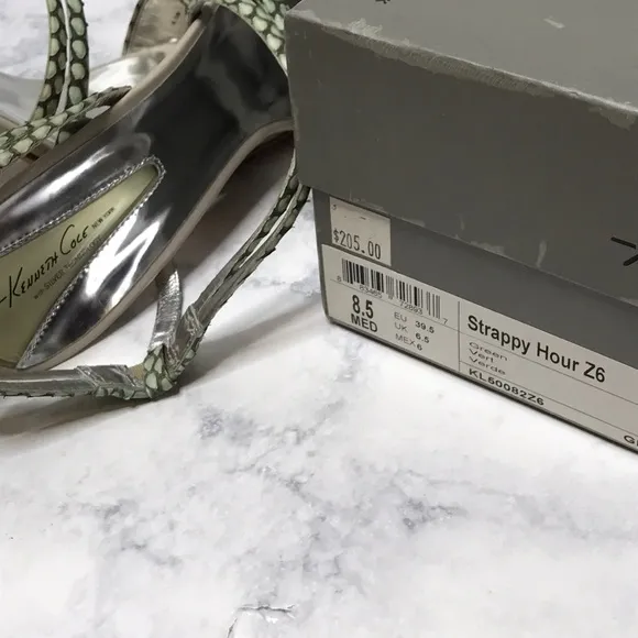 Kenneth Cole Pistachio Square Snake Skin Sandals