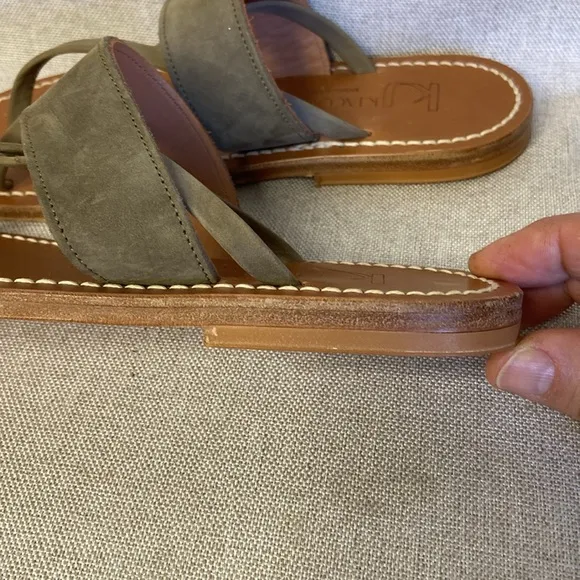 K.Jacques Nehru Sandals Women's Khaki GreenOpen Toe Slip On. Size 37-