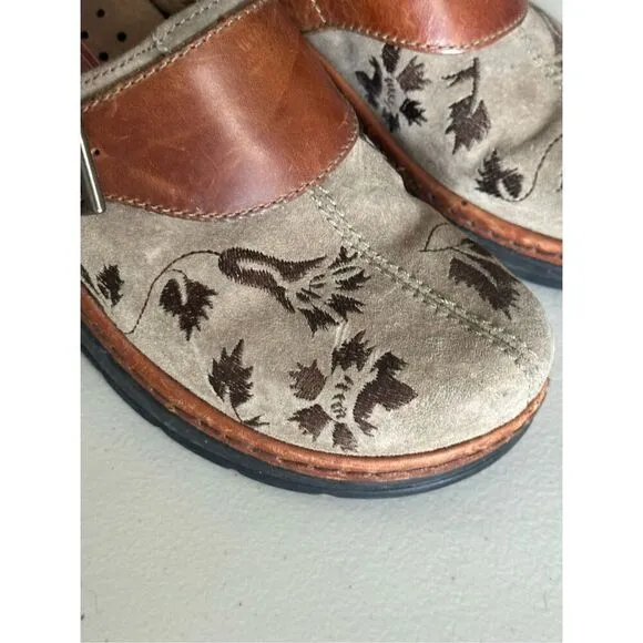 Klogs Footwear Women's Austin Taupe Suede Tapestry Clogs Sandals Size 8
