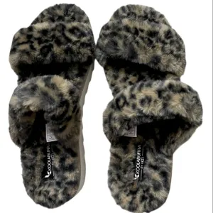 KOOLABURRA BY UGG SLIDE SANDALS FOR CHEETAH PRINT WOMENS FUZZY SIZE 10- NO BOX-