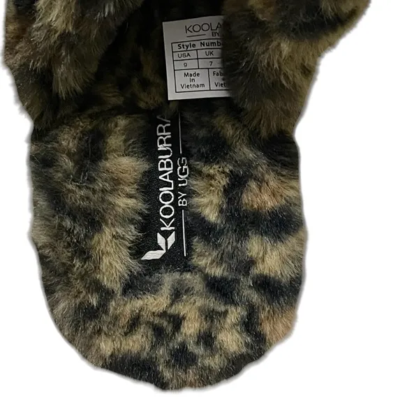 KOOLABURRA BY UGG SLIDE SANDALS FOR CHEETAH PRINT WOMENS FUZZY SIZE 10- NO BOX-