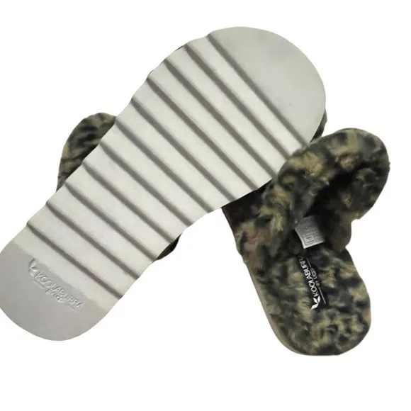 KOOLABURRA BY UGG SLIDE SANDALS FOR CHEETAH PRINT WOMENS FUZZY SIZE 10- NO BOX-