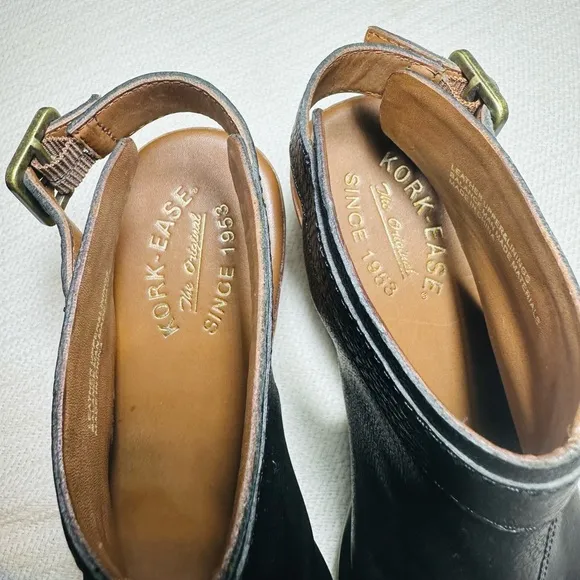 Kork-Ease Black Leather Wedge Sandals