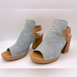 Kork-Ease Comfort- Suede Sling Back Sandals - Grey Blue Suede Uppers. Size 9.