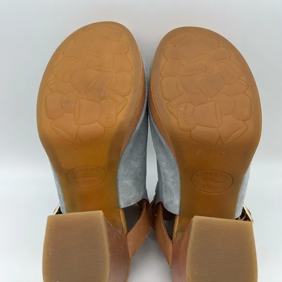 Kork-Ease Comfort- Suede Sling Back Sandals - Grey Blue Suede Uppers. Size 9.