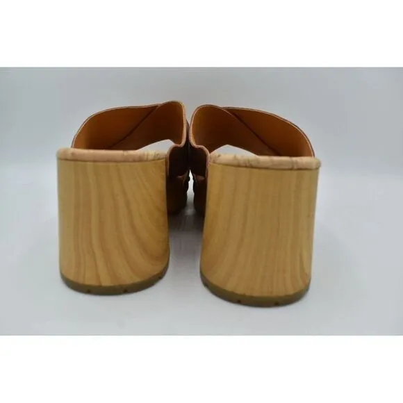 Kork Ease Womens Size 11 Tatum Brown Leather Heeled Slide Slip On Sandals Shoes