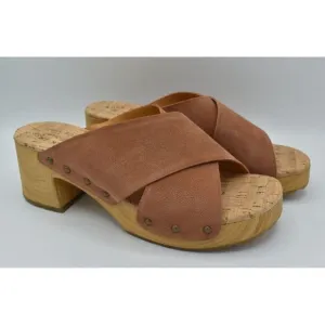Kork Ease Womens Size 11 Tatum Brown Leather Heeled Slide Slip On Sandals Shoes