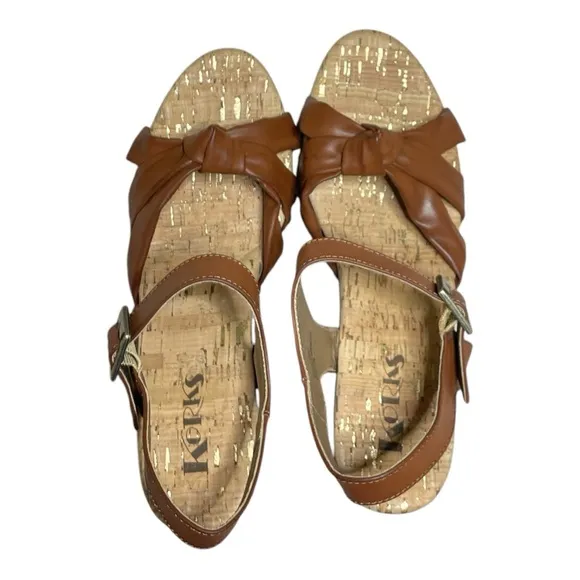 Korks Dawson Wedge Sandals 10 Brown Knot Boho Beach Travel Kork Ease Comfort