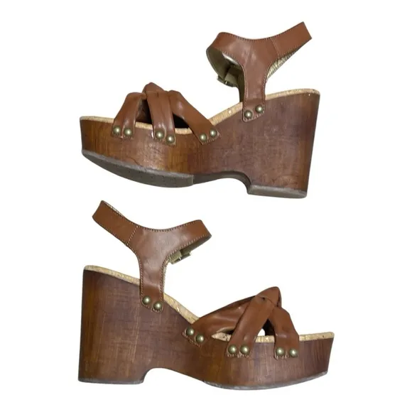 Korks Dawson Wedge Sandals 10 Brown Knot Boho Beach Travel Kork Ease Comfort