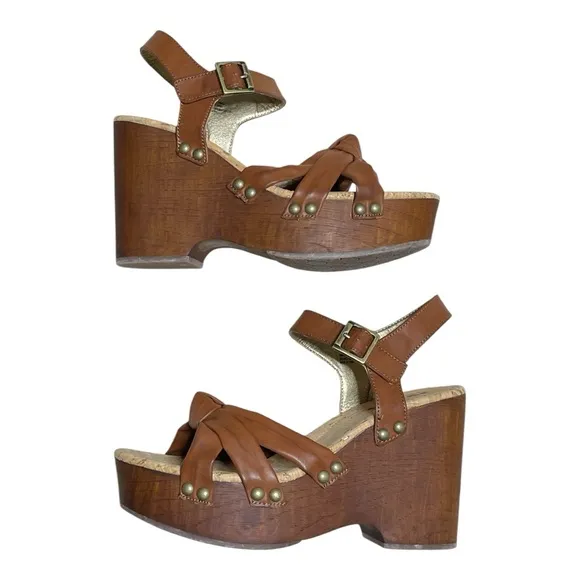Korks Dawson Wedge Sandals 10 Brown Knot Boho Beach Travel Kork Ease Comfort