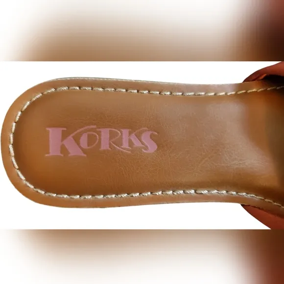 Korks Soleil Knot Slide Sandals Size 8M Rust Copper Satin Slip On Cute
