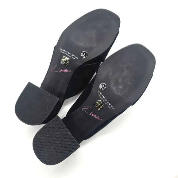 Kristin Cavallari Chinese Laundry Luvvock Slide Sandals 8 Black Suede Block Heel