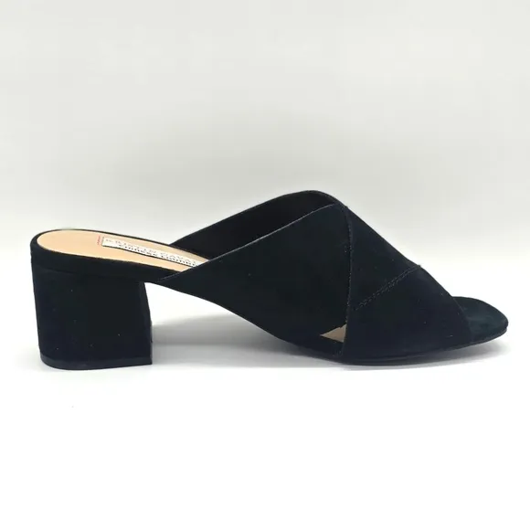 Kristin Cavallari Chinese Laundry Luvvock Slide Sandals 8 Black Suede Block Heel