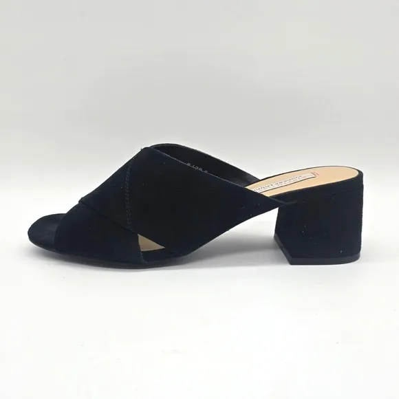 Kristin Cavallari Chinese Laundry Luvvock Slide Sandals 8 Black Suede Block Heel