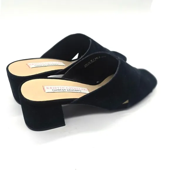Kristin Cavallari Chinese Laundry Luvvock Slide Sandals 8 Black Suede Block Heel