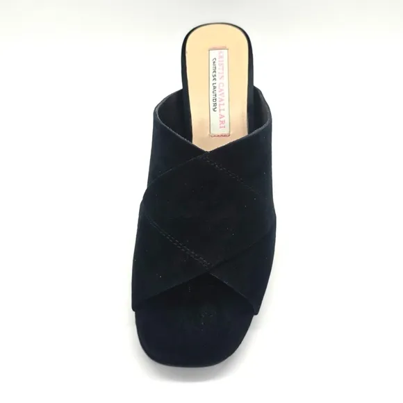 Kristin Cavallari Chinese Laundry Luvvock Slide Sandals 8 Black Suede Block Heel