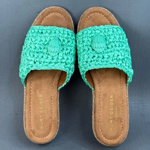 Kurt Geiger London Eagle Crochet Cork Slide Sandals women’s size 10 (40.5)