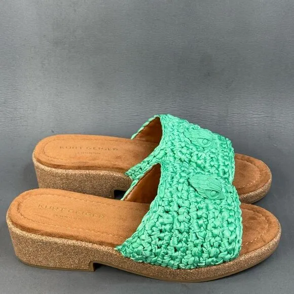 Kurt Geiger London Eagle Crochet Cork Slide Sandals women’s size 10 (40.5)