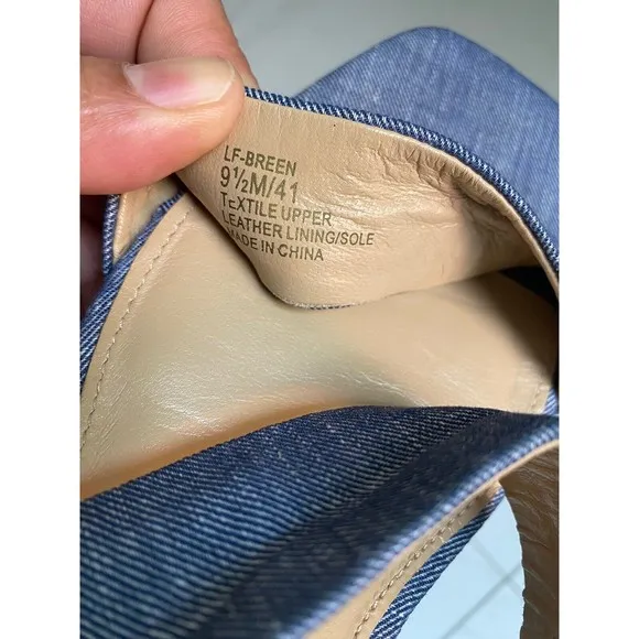 Lafayette 148 New York LF- BREEN Chambray Denim Square Toe Sandals Women's  9.5M