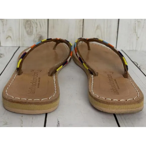 Laidback London Beaded Leather Flip Sz 37/US 6.5
