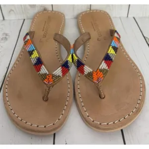 Laidback London Beaded Leather Flip Sz 37/US 6.5
