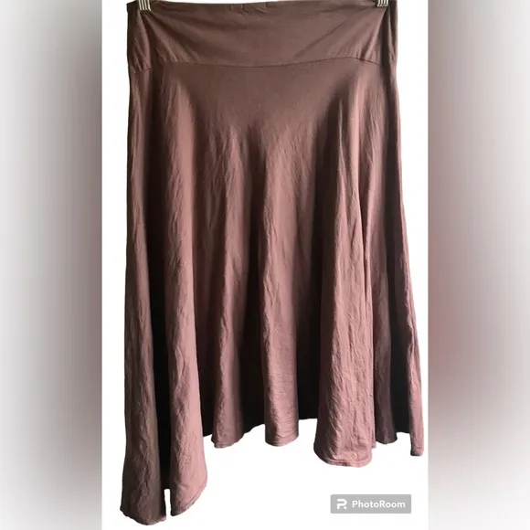 LAmade COTTON WIDE WAISTBAND UNEVEN HEM PULL ON MIDI SKIRT