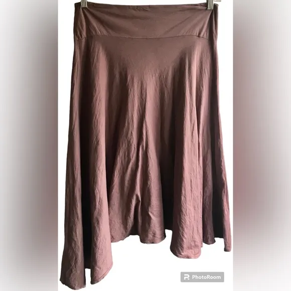LAmade COTTON WIDE WAISTBAND UNEVEN HEM PULL ON MIDI SKIRT