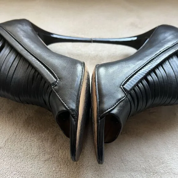 L.A.M.B. By Gwen Stefani Black Leather Stiletto Heel Sandals Women 9 Strappy