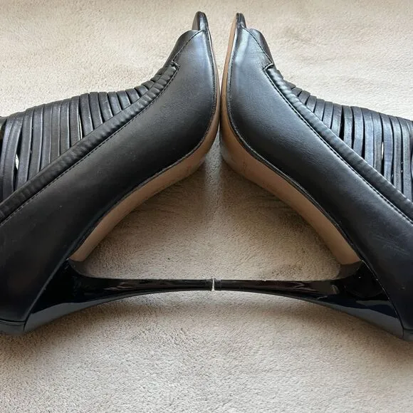 L.A.M.B. By Gwen Stefani Black Leather Stiletto Heel Sandals Women 9 Strappy