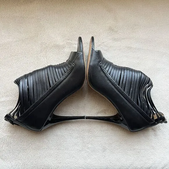 L.A.M.B. By Gwen Stefani Black Leather Stiletto Heel Sandals Women 9 Strappy