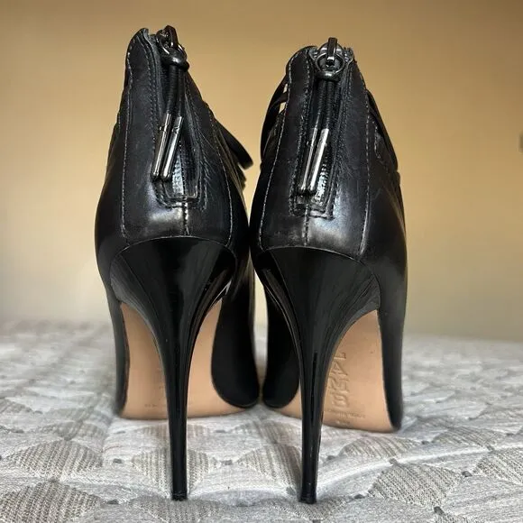 L.A.M.B. By Gwen Stefani Black Leather Stiletto Heel Sandals Women 9 Strappy