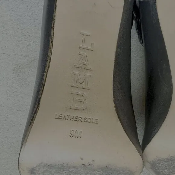 L.A.M.B. By Gwen Stefani Black Leather Stiletto Heel Sandals Women 9 Strappy