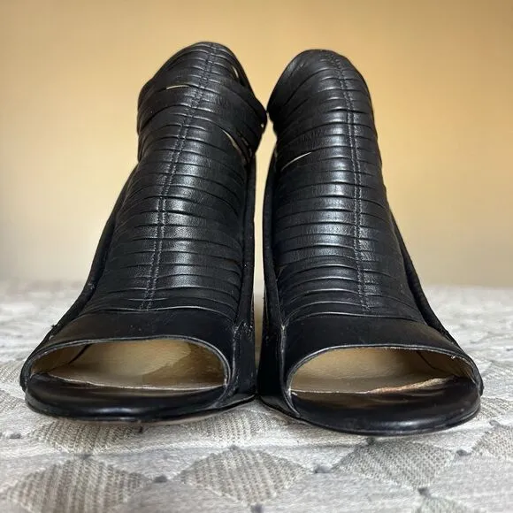 L.A.M.B. By Gwen Stefani Black Leather Stiletto Heel Sandals Women 9 Strappy