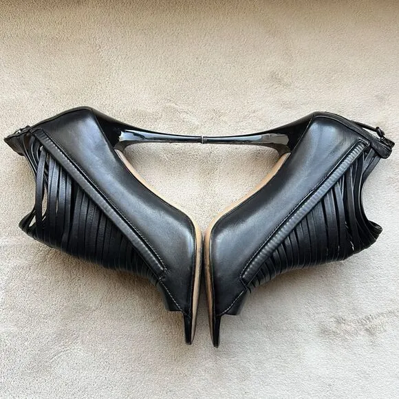L.A.M.B. By Gwen Stefani Black Leather Stiletto Heel Sandals Women 9 Strappy