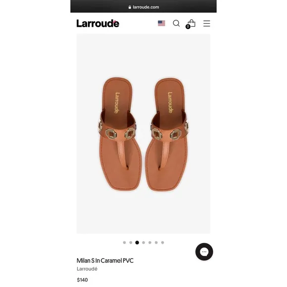 LARROUDÉ Milan S T-Strap Sandals with Gold Eyelets — Women’s 10/11 US - Caramel