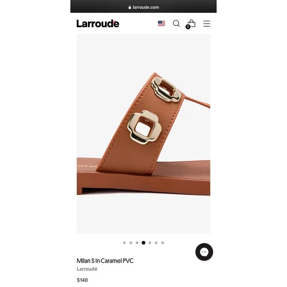 LARROUDÉ Milan S T-Strap Sandals with Gold Eyelets — Women’s 10/11 US - Caramel